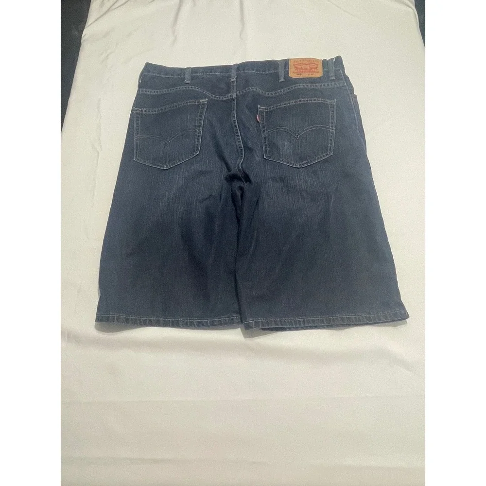 Levis 569 Loose Straight Denim Shorts Mens 40 Dark Wash Blue Indigo Jean Shorts